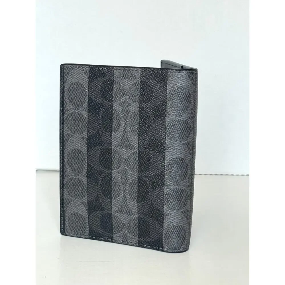 Coach Passport Card Case Signature Canvas Stripe Wallet CEB77